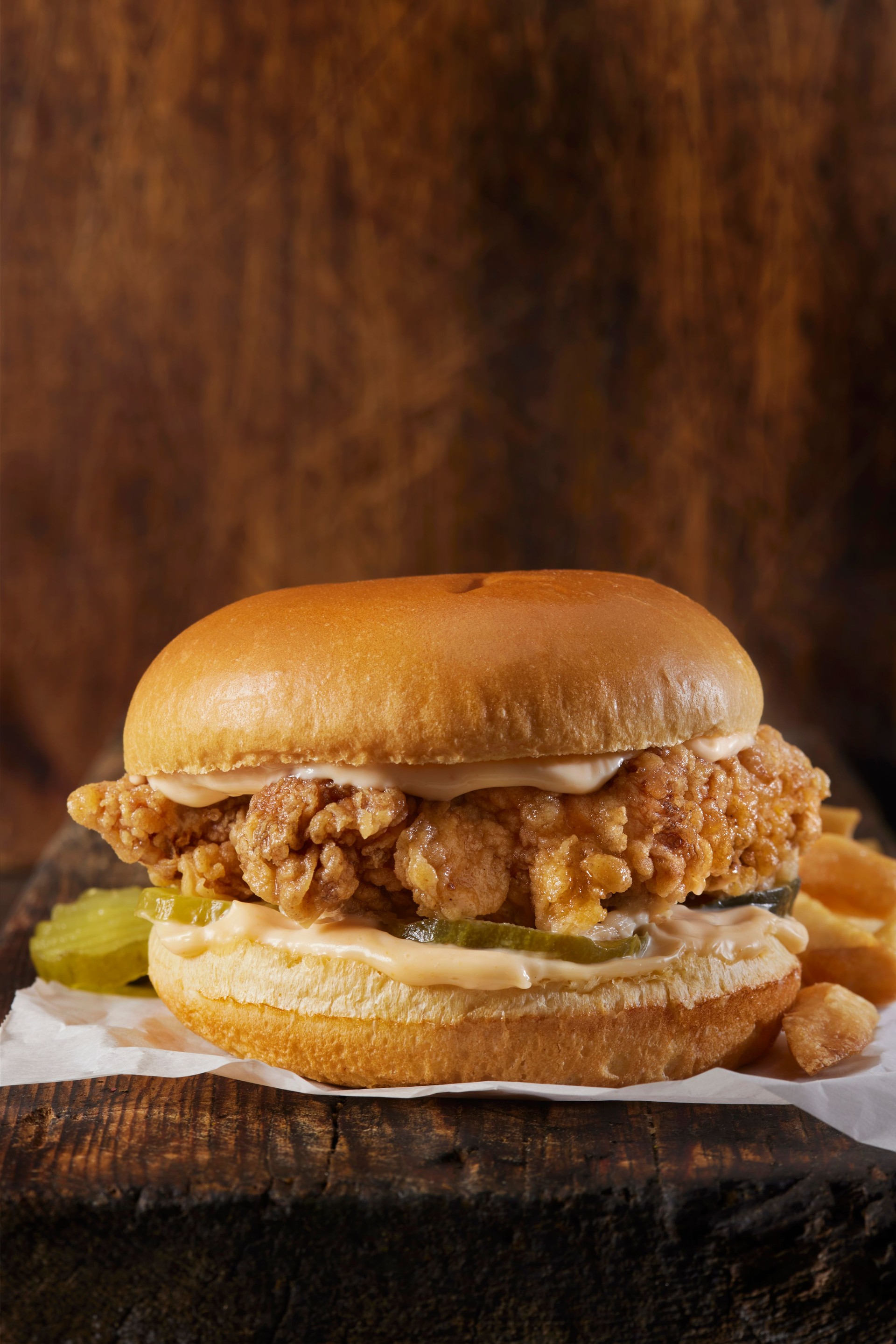 Spicy Crispy Fried Chicken Burger with  French Fries